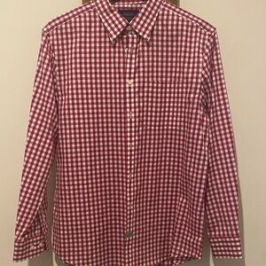 Charles Tyrwhitt Maroon and White Checkered Shirt